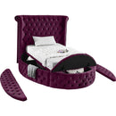  Color_Purple  Size_Twin  -- Luxus Purple Velvet Upholstered Twin Bed IMAGE 7