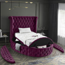  Color_Purple  Size_Twin  -- Luxus Purple Velvet Upholstered Twin Bed IMAGE 8