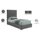  Color_Black/ Grey -- Nora Grey Velvet Upholstered Twin Bed IMAGE 16