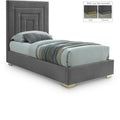  Color_Black/ Grey -- Nora Grey Velvet Upholstered Twin Bed IMAGE 1