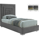  Color_Black/ Grey -- Nora Grey Velvet Upholstered Twin Bed IMAGE 2