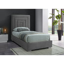 Color_Black/ Grey -- Nora Grey Velvet Upholstered Twin Bed IMAGE 4