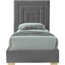  Color_Black/ Grey -- Nora Grey Velvet Upholstered Twin Bed IMAGE 5