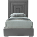  Color_Black/ Grey -- Nora Grey Velvet Upholstered Twin Bed IMAGE 6