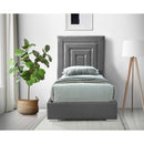  Color_Black/ Grey -- Nora Grey Velvet Upholstered Twin Bed IMAGE 8