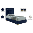  Color_Navy -- Nora Navy Velvet Upholstered Twin Bed IMAGE 16
