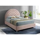  Color_Pink/ White  Size_Full  -- Rainbow Pink Velvet Upholstered Full Bed IMAGE 2