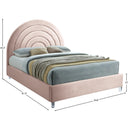  Color_Pink/ White  Size_Full  -- Rainbow Pink Velvet Upholstered Full Bed IMAGE 9