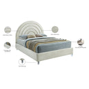  Color_Cream/ White  Size_King  -- Rainbow Cream Velvet Upholstered King Bed IMAGE 10