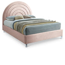  Color_Pink/ White  Size_King  -- Rainbow Pink Velvet Upholstered King Bed IMAGE 1