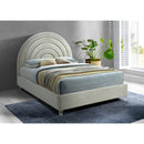  Color_Cream/ White  Size_Queen  -- Rainbow Cream Velvet Upholstered Queen Bed IMAGE 2