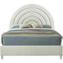  Color_Cream/ White  Size_Queen  -- Rainbow Cream Velvet Upholstered Queen Bed IMAGE 3