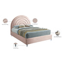Meridian Rainbow Pink Velvet Queen Bed IMAGE 10