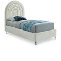  Color_Cream/ White Size_Twin -- Meridian Rainbow Upholstered Panel Bed IMAGE 1
