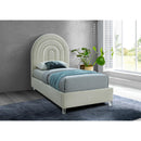  Color_Cream/ White  Size_Twin  -- Rainbow Cream Velvet Upholstered Twin Bed IMAGE 2