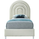  Color_Cream/ White  Size_Twin  -- Rainbow Cream Velvet Upholstered Twin Bed IMAGE 3