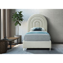  Color_Cream/ White  Size_Twin  -- Rainbow Cream Velvet Upholstered Twin Bed IMAGE 4