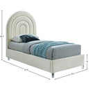 Color_Cream/ White  Size_Twin  -- Rainbow Cream Velvet Upholstered Twin Bed IMAGE 9