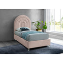  Color_Pink/ White  Size_Twin  -- Rainbow Pink Velvet Upholstered Twin Bed IMAGE 2