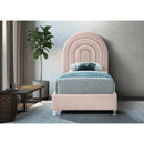  Color_Pink/ White  Size_Twin  -- Rainbow Pink Velvet Upholstered Twin Bed IMAGE 4