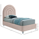  Color_Pink/ White  Size_Twin  -- Rainbow Pink Velvet Upholstered Twin Bed IMAGE 9