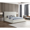  Color_Cream  Size_King  -- Revel Cream Velvet Upholstered King Bed IMAGE 2