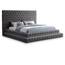  Color_Grey  Size_King  -- Revel Grey Velvet Upholstered King Bed IMAGE 1