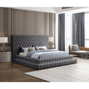  Color_Grey  Size_King  -- Revel Grey Velvet Upholstered King Bed IMAGE 2
