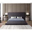  Color_Grey  Size_King  -- Revel Grey Velvet Upholstered King Bed IMAGE 4