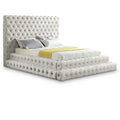  Color_Cream Size_Queen -- Revel Cream Velvet Upholstered Queen Bed IMAGE 1
