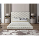  Color_Cream  Size_Queen  -- Revel Cream Velvet Upholstered Queen Bed IMAGE 4