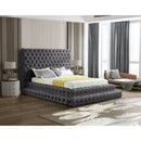  Color_Grey  Size_Queen  -- Revel Grey Velvet Upholstered Queen Bed IMAGE 2