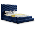  Color_Navy Size_Queen -- Revel Navy Velvet Upholstered Queen Bed IMAGE 1