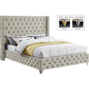  Color_Cream  Size_Full  --  Savan Cream Velvet Upholstered Full Bed IMAGE 2