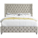 Meridian Savan Cream Velvet Full Bed IMAGE 6