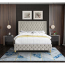 Meridian Savan Cream Velvet Full Bed IMAGE 7