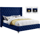  Color_Navy  Size_Full  --  Savan Navy Velvet Upholstered Full Bed IMAGE 2