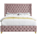  Color_Pink  Size_Full  --  Savan Pink Velvet Upholstered Full Bed IMAGE 5