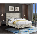  Color_Cream  Size_King  --  Savan Cream Velvet Upholstered King Bed IMAGE 3