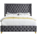  Color_Grey  Size_King  --  Savan Grey Velvet Upholstered King Bed IMAGE 5