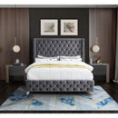  Color_Grey  Size_King  --  Savan Grey Velvet Upholstered King Bed IMAGE 8