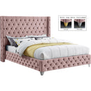  Color_Pink  Size_King  --  Savan Pink Velvet Upholstered King Bed IMAGE 2