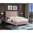  Color_Pink  Size_King  --  Savan Pink Velvet Upholstered King Bed IMAGE 3