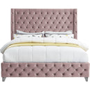 Meridian Savan Pink Velvet King Bed IMAGE 6