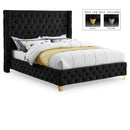  Color_Black  Size_Queen  --  Savan Black Velvet Upholstered Queen Bed IMAGE 1