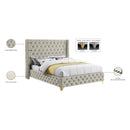  Color_Cream  Size_Queen  -- Savan Cream Velvet Upholstered Queen Bed IMAGE 16