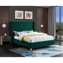  Color_Green  Size_Queen  --  Savan Green Velvet Upholstered Queen Bed IMAGE 3