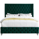  Color_Green  Size_Queen  --  Savan Green Velvet Upholstered Queen Bed IMAGE 6