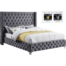  Color_Grey  Size_Queen  --  Savan Grey Velvet Upholstered Queen Bed IMAGE 2