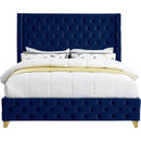  Color_Navy  Size_Queen  --  Savan Navy Velvet Upholstered Queen Bed IMAGE 5